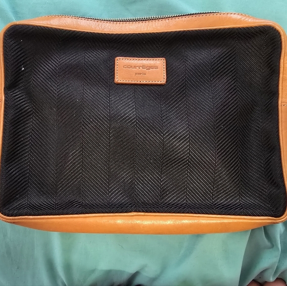 Black and Tan Courreges Toiletry Bag with Leather Trim - Picture 1 of 8